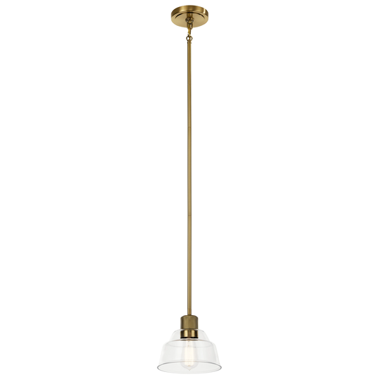 Kichler Lighting Eastmont 1-Light Brushed Natural Brass Vintage Industrial Mini Pendant Light with Clear Glass
