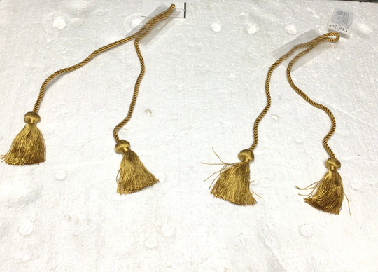 Package Of 2 Gold 27 Inch Chair Ties. With Tassels. Dw47
