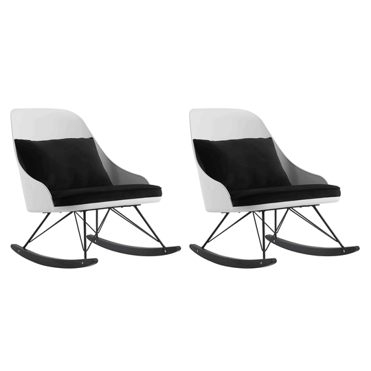 Set Of 2 Designer Large Rocking Chair with Cushion Plastic Arm Chair Lounge Nursery Living Room Rocker Metal Office Work