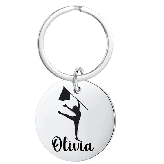 Personalized Color Guard Engraved Keychain, Flags Jewelry - Perfect Gifts Teens & Girls