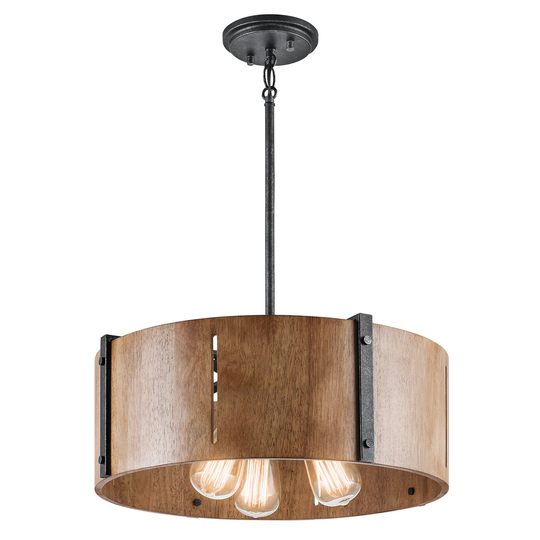 Kichler Lighting Elbur Collection 3-light Distressed Black Pendant/Semi Flush Mount