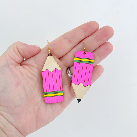 Neon Pink Pencil Earrings
