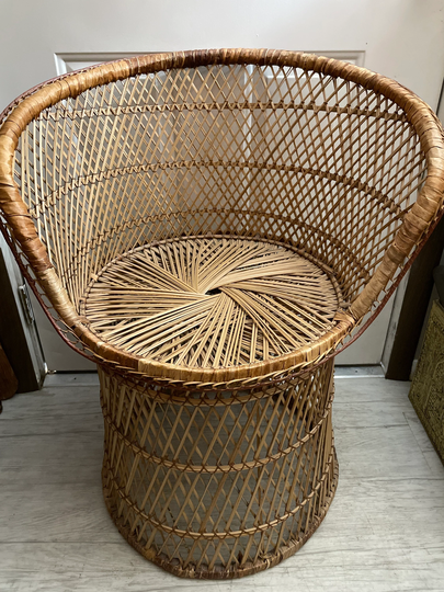 Peacock Wicker Barrel Chair Boho Cottage Beach Decor Free Shipping #bv