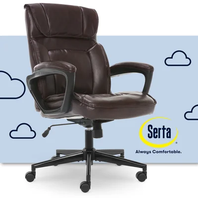 Serta Hannah Executive Ergonomic Office Chair with Lumbar Support and Pillowed Headrest