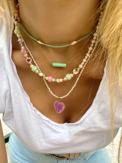 Colorful Summer Layers, Layering Necklaces, Beaded Beach Pearlsnecklaces, Gift For Her