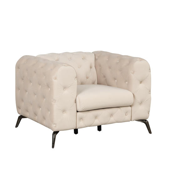 40.5" Velvet Upholstered Sofa Modern Single Couch with Button Tufted Back for Living Room