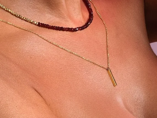 Dainty Vertical Bar Necklace For Women, Sterling Silver 3D Necklace, Minimalist Layering Necklace, Gift Her