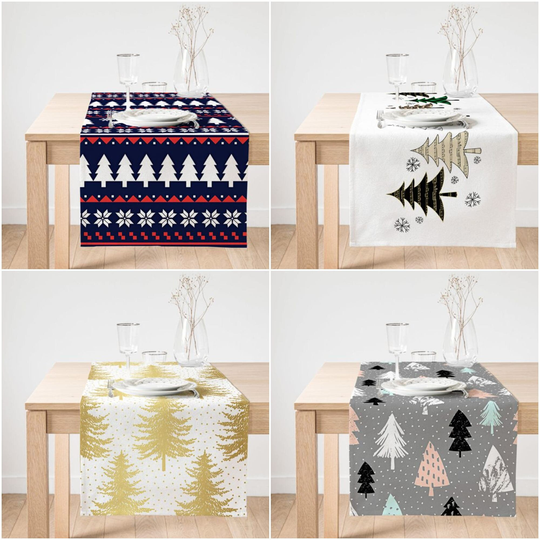 Winter Trend Table Runner|High Quality Xmas Tree Runner|Pine Home Decor|Farmhouse Decor|Checkered Tablecloth