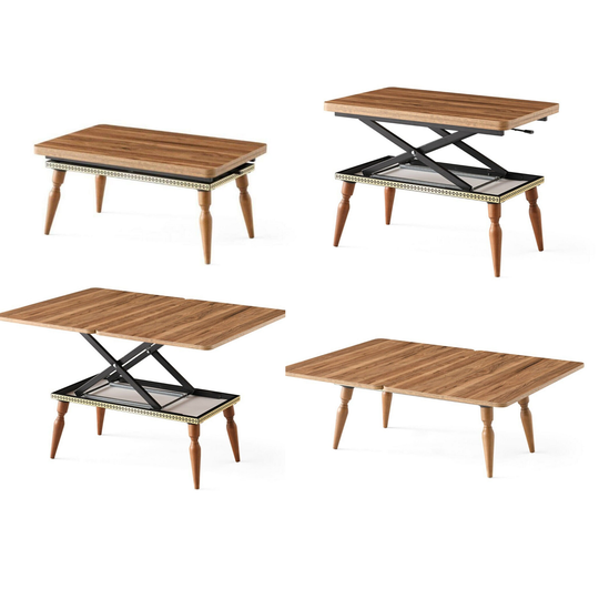 Multi-Purpose Dining Table For 6 People, Coffee Table, Center Floor End Cleverly Designed Game With Fixed Legs