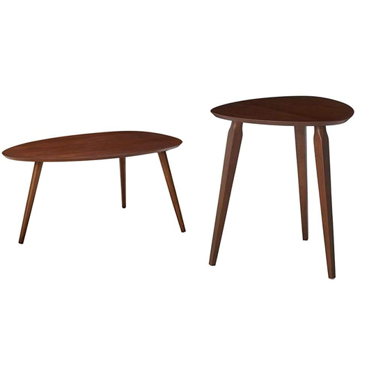 Wood Coffee Table, Walnut & Naja Wood End Table, Walnut