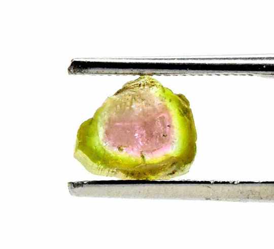 Bi-Color Watermelon Tourmaline Slice Small 1.5Ct 7mm Natural Sparkling Green & Pink Cabochon Gemstone Crystal Mineral Décor Cab Specimen