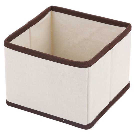 Ybm Home Fabric Closet/Dresser Drawer Storage Foldable,Organizer, Cube Basket Bin Natural/Brown Trim Small