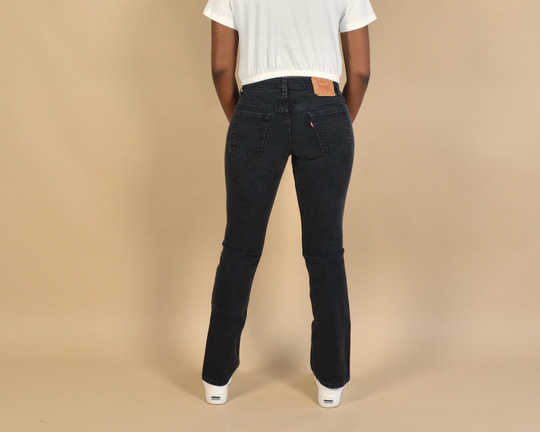 Levi's 505 Black Regular Fit Straight Leg Stretch Vintage Denim Jeans