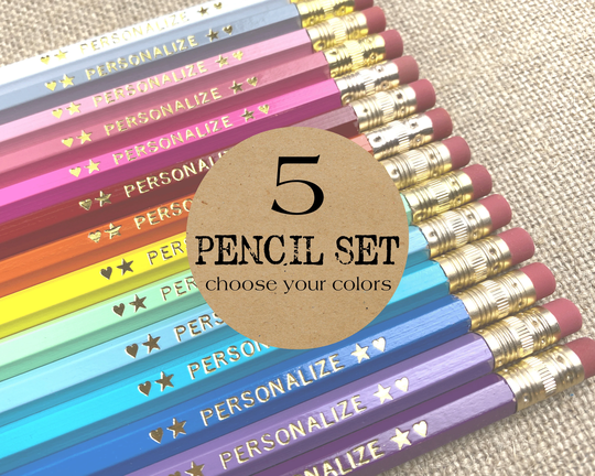 Personalized Pencil Set, Christmas Stocking Stuffer, Kids Gift, Custom Pencils, Name Pencil, Set Of 5 Pencils