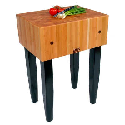 Rouge et Noir Le Bloc Prep Table with Butcher Block Top