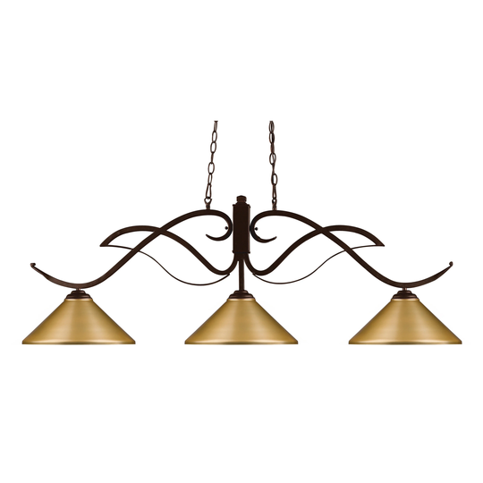 Avery Home Lighting Phoenix Satin Gold 3 Light Island/Billiard Light - Bronze