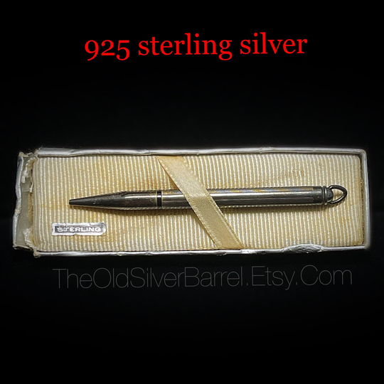 Vintage Sterling Chatelaine Mechanical Pencil, Cross Mini Silver Necklace