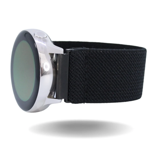 Elastic Samsung Galaxy Active 1 & 2 Watch Band - Fits 40mm & 44mm Comes With 20mm Adapters Solid Black Noir Dark Gift Holiday Boho