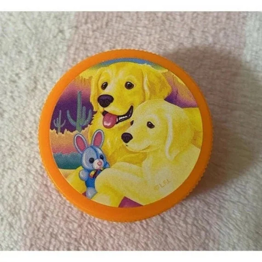Vintage Lisa Frank Casey & Caymus Dogs Orange Pencil Sharpener