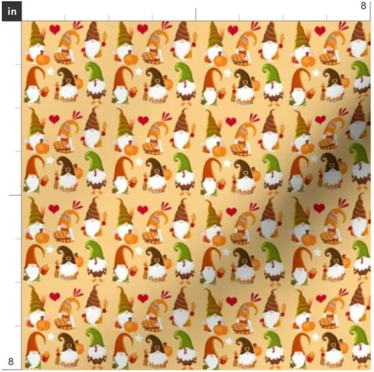 Small Thanksgiving Gnomes Fabric By The Yard | Gnome Fall Autumn Harvest Custom
