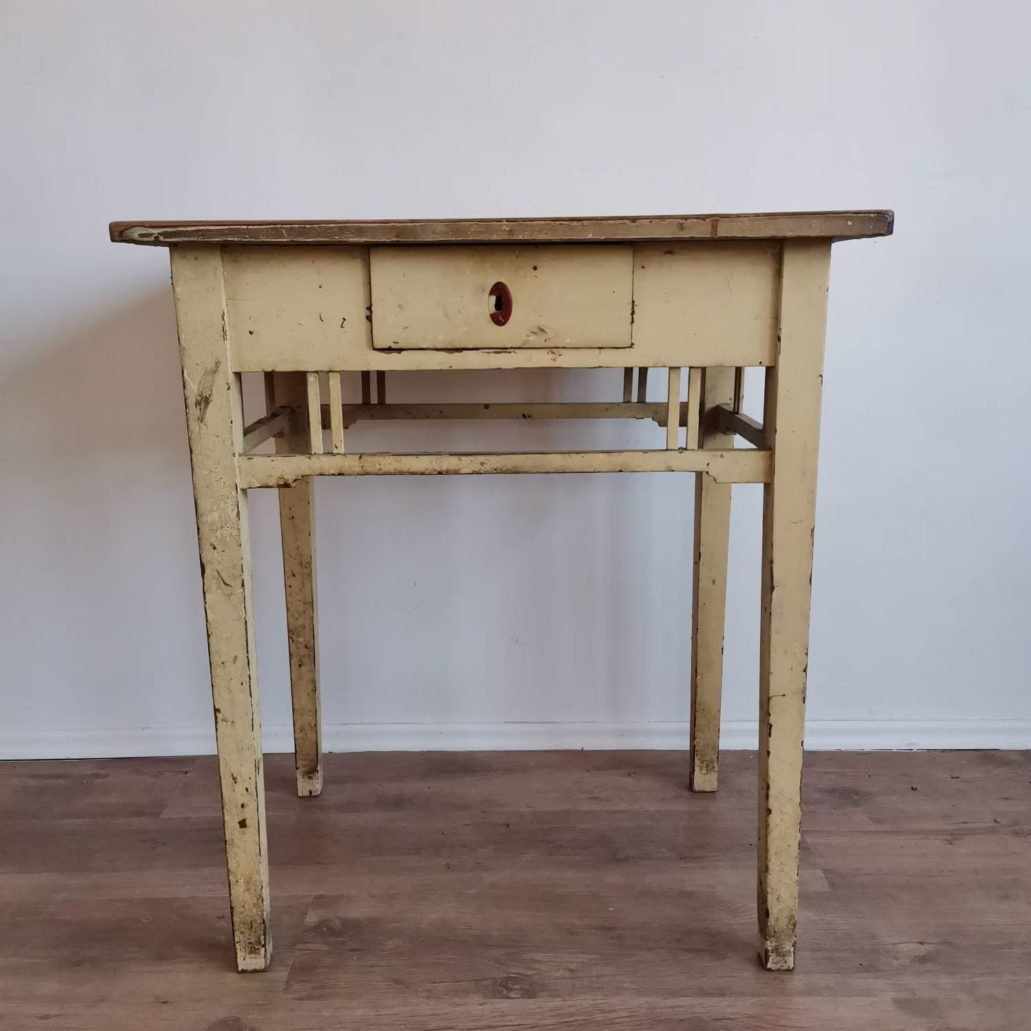 Rustic French Console Table Or Display Unit Vintage Style Wooden Primitive Natural Wood Chippy Paint 1900S Antique