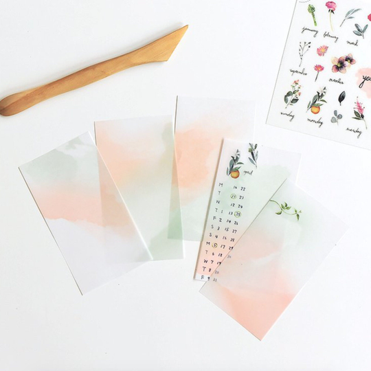 Mu Watercolor Tracing Paper Pack 09 - Fruity Green | Planner Decoration, Dyeing Paper, Print-On Sticker Scrapbooking, Collage