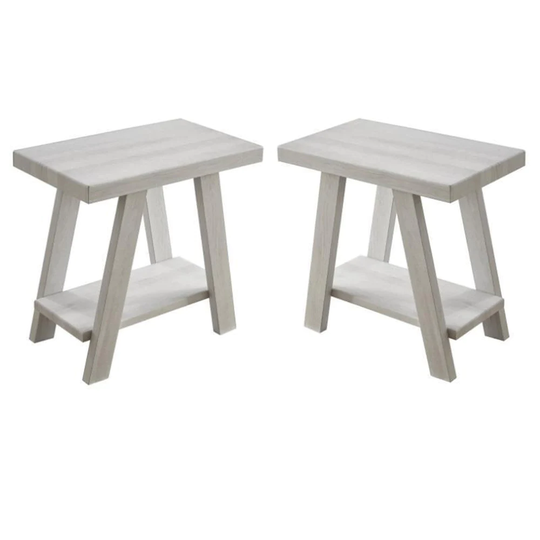 Contemporary Wood End Table in White Finish - Set of 2 - 54 x 84