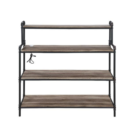 Built-in USB Port Bookshelf in Antique Oak