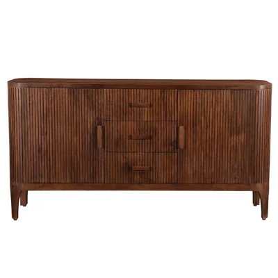 70" Wide 3 Drawer Walnut Wood Sideboard