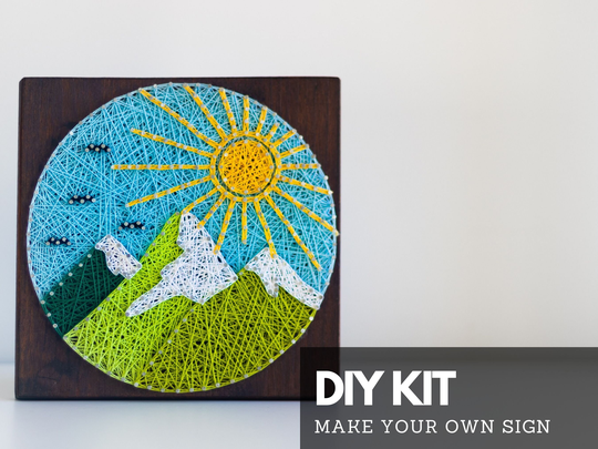 Mountains String Art Diy Kit For Adults & Kids With Mountains Sun Design Step-By-Step Gift Adventure Loving Crafters