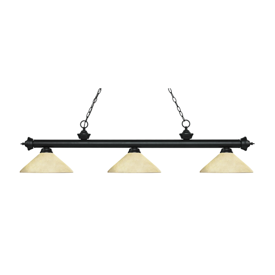 Avery Home Lighting Riviera Matte Black 3-light Island/Billiard Angle Golden Mottle-finished Light - Matte Black