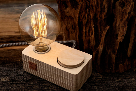 Rustic Dimmable Table Lamp, Wooden Modern Bedside Lamp, Dimmer Light
