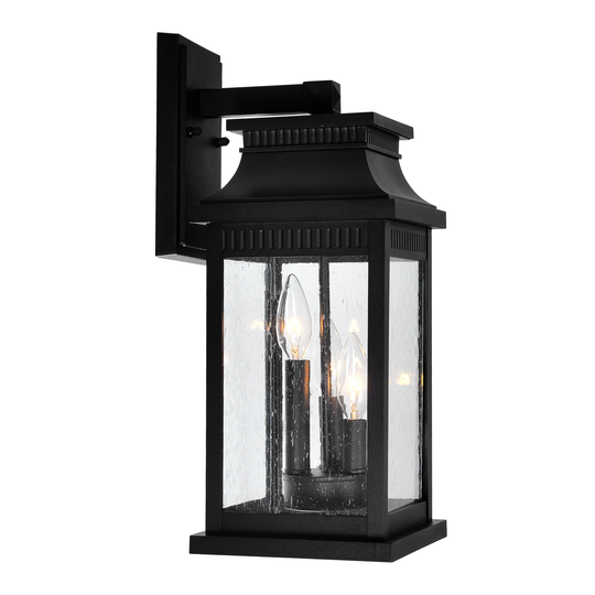 Milford 3-Light Black Outdoor Wall Light with Clear glass