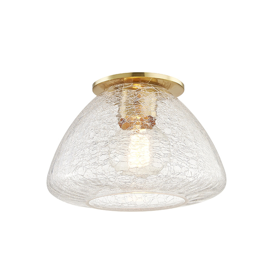 Mitzi by Hudson Valley Maya 1-light Aged Brass Small Flush Mount, Clear Crackle Glass