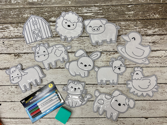 Farm Reusable Coloring Pages Animals Busy Book Quiet Dry Erase Birthday Party Favor Gift