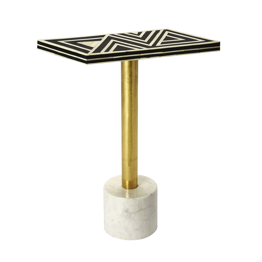 Offex Draper Rectangular Modern Geometric Bone Inlay Top Accent Table - 14.5"L x 6.5"W x 21.75"H