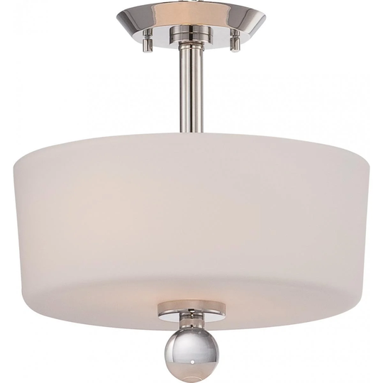 Connie - 2 Light Semi Flush with Satin White Glass