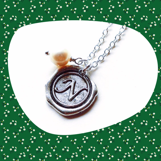Alphabet Personalized Initial Letter N & Gemstone Charm Silver Necklace - Choose Your