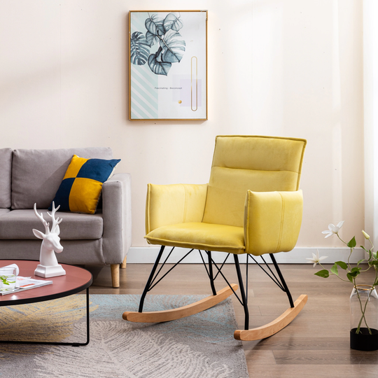 Velvet Rocking Chair Upholstered Accent Rocker Chair - 22.84*33.47*33.86