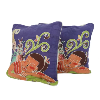 Santori Dreaming of Birds Batik Cotton Pillow Cover