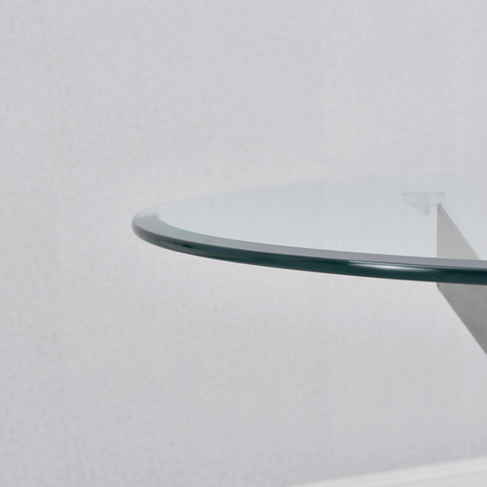 Round Tempered Glass End Table, Dining Table with Chrome Legs