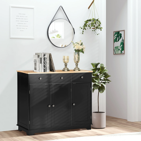 HOMCOM Modern Sideboard, Buffet Cabinet with Adjustable Shelves, Grey