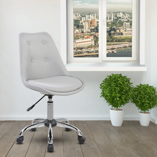 Fabric Seat Armless Task Chair Buttons Backrest Office Chairs Adjustment Height
