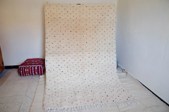 Colored Dots Moroccan Rug 5x8 - Authentic Handmade Berber Haa21005
