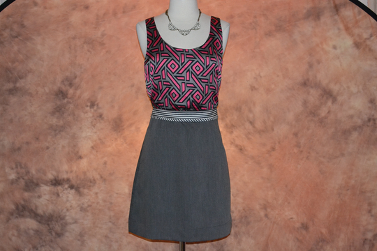 Unique Tie in Back Women's Faux Separates Pencil Skirt Dress Abstract Print High Waist Any Occasion