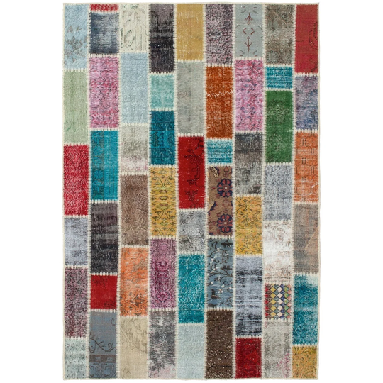 ECARPETGALLERY Hand-knotted Color Transition Patchwork Multi Wool Rug - 5'5 x 8'9