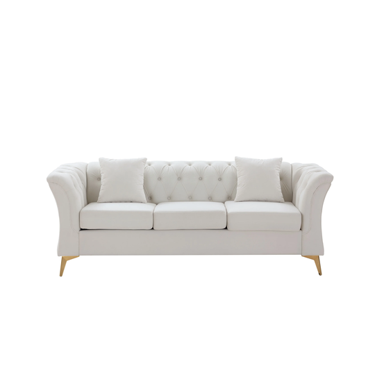 Modern Chesterfield Curved Sofa Tufted Velvet