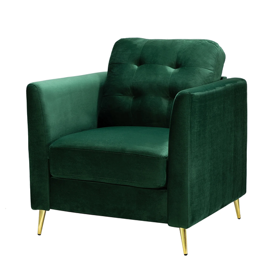 Velvet Thicken Padded Seat Club Chair Removable Tufted Backrest Accent Chair