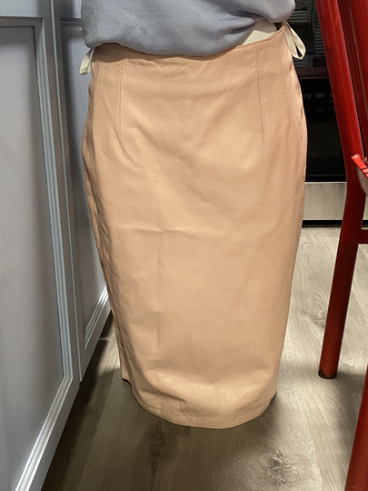 Vintage Genuine Pink Leather Pencil Skirt, Size 8, Gorgeous, Satin Liner, 5" Slit On The Bottom Back, Zipper Back in Middle, Free Shipping