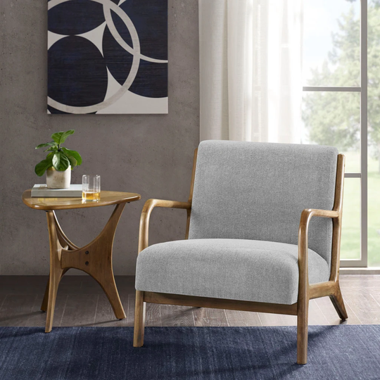 Novak Accent Chair Wood Armchair with Cushioned Seat and Back 27.5"W x 32.75"D x 29"H